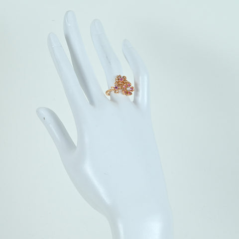 【中古】ヴァンドーム青山 RING K18YG PINK SAPPHIREピンクサファイア/ホワイトサファイアリング 5.2g ＃11