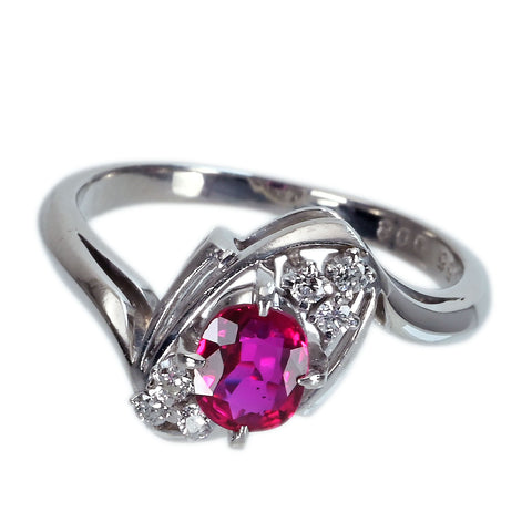 【中古】PT900 RUBY RING ルビーリング R0.56ct D0.08c t4.9g #11