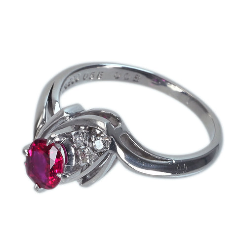 【中古】PT900 RUBY RING ルビーリング R0.56ct D0.08c t4.9g #11