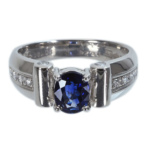 【中古】PT900 SAPPHIRE サファイアリング S1.11ct D0.24ct 6.5g