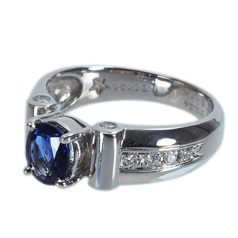 【中古】PT900 SAPPHIRE サファイアリング S1.11ct D0.24ct 6.5g