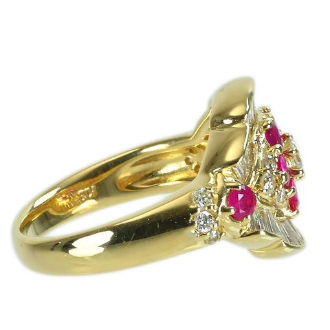 【中古】K18YG RUBYルビーリング R0.65ct D0.80ct 7.5g #10