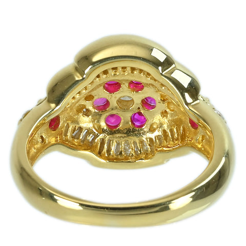 【中古】K18YG RUBYルビーリング R0.65ct D0.80ct 7.5g #10