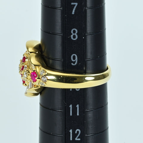 【中古】K18YG RUBYルビーリング R0.65ct D0.80ct 7.5g #10