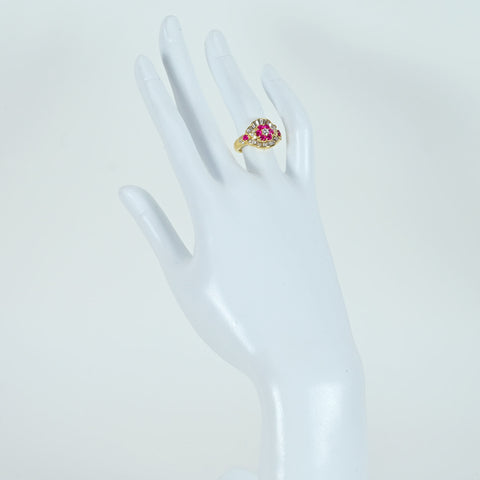 【中古】K18YG RUBYルビーリング R0.65ct D0.80ct 7.5g #10
