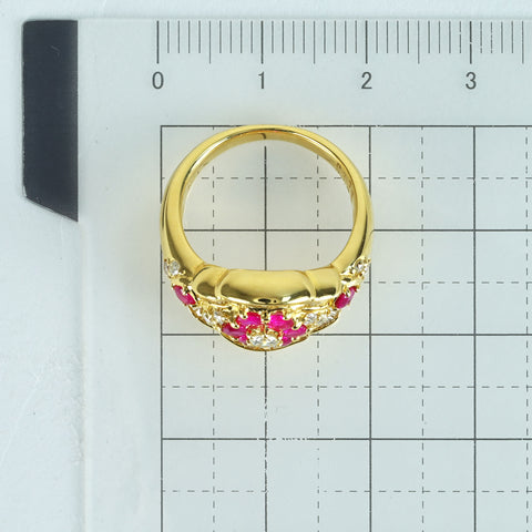 【中古】K18YG RUBYルビーリング R0.65ct D0.80ct 7.5g #10