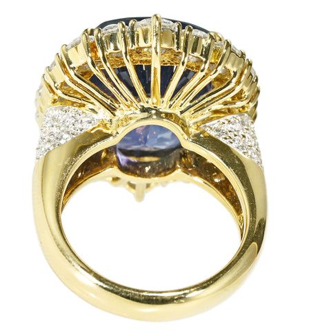 【中古】K18YG BURMA NO HEAT SAPPHIRE RING ビルマ産非加熱サファイアリング S19.93ct D GRS鑑別書 17.5g #11.5