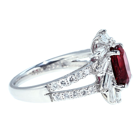 【中古】PT900 NO-HEAT RUBY RING ”Pegion Blood” モザンビーク産非加熱ルビーリング R2.01ct D0.76ct GRS"ピジョンブラッド"鑑別書 6.4g #11
