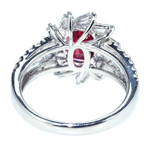 【中古】PT900 NO-HEAT RUBY RING ”Pegion Blood” モザンビーク産非加熱ルビーリング R2.01ct D0.76ct GRS"ピジョンブラッド"鑑別書 6.4g #11