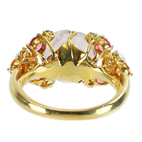 【中古】POLAポーラ K18YG ローズクォーツ/ピンクトルマリン/パール/シトリンリング RQ3.256ct D0.13ct 5.0g #10 ONE PRICE