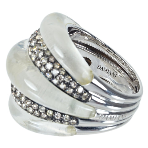 【中古】DAMIANI ダミアーニ RING K18WG/QUARTZ RING  スピッキ ディルナリング ブラウンダイヤモンド ソーティング 16.5g #13 ONE PRICE