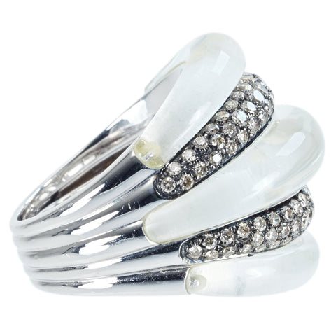 【中古】DAMIANI ダミアーニ RING K18WG/QUARTZ RING  スピッキ ディルナリング ブラウンダイヤモンド ソーティング 16.5g #13 ONE PRICE