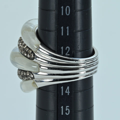 【中古】DAMIANI ダミアーニ RING K18WG/QUARTZ RING  スピッキ ディルナリング ブラウンダイヤモンド ソーティング 16.5g #13 ONE PRICE
