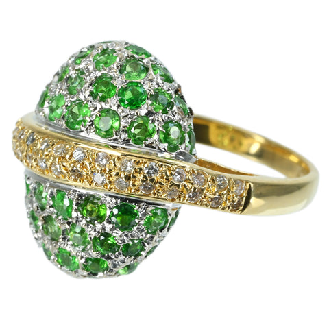 Used K18YG GARNET Green Garnet (Tsavorite) Ring GG2.32ct D0.27ct with identification certificate 8.9g #13.5