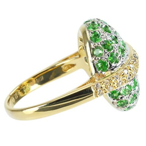 Used K18YG GARNET Green Garnet (Tsavorite) Ring GG2.32ct D0.27ct with identification certificate 8.9g #13.5