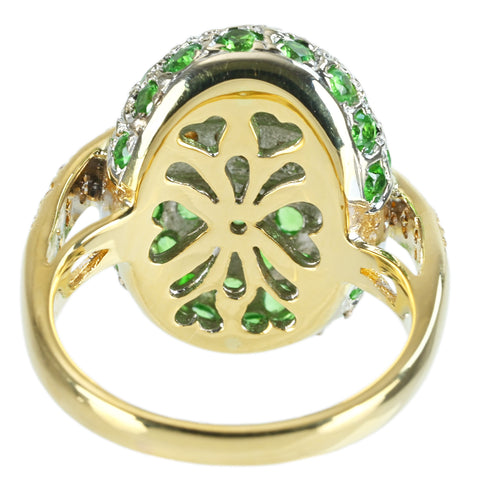 Used K18YG GARNET Green Garnet (Tsavorite) Ring GG2.32ct D0.27ct with identification certificate 8.9g #13.5