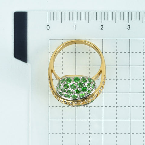 Used K18YG GARNET Green Garnet (Tsavorite) Ring GG2.32ct D0.27ct with identification certificate 8.9g #13.5