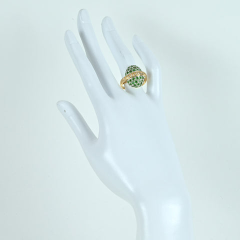 Used K18YG GARNET Green Garnet (Tsavorite) Ring GG2.32ct D0.27ct with identification certificate 8.9g #13.5