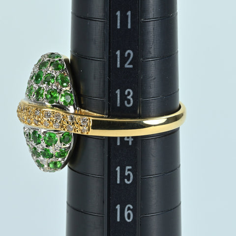 Used K18YG GARNET Green Garnet (Tsavorite) Ring GG2.32ct D0.27ct with identification certificate 8.9g #13.5