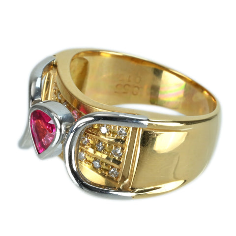 Pre-owned K18/PT900 RUBY RING, R0.55ct, D0.15ct, Certificate of Authenticity, 8.1g, #11 