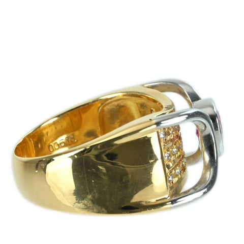 Pre-owned K18/PT900 RUBY RING, R0.55ct, D0.15ct, Certificate of Authenticity, 8.1g, #11 