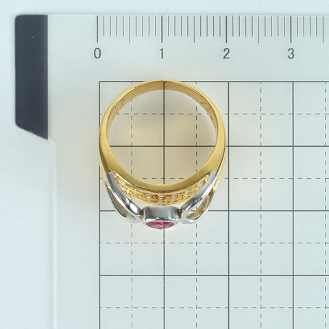 Pre-owned K18/PT900 RUBY RING, R0.55ct, D0.15ct, Certificate of Authenticity, 8.1g, #11 