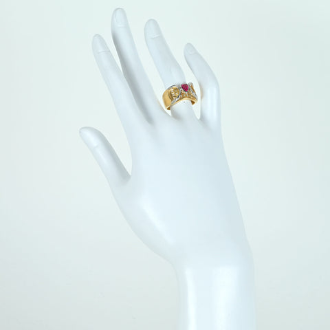 Pre-owned K18/PT900 RUBY RING, R0.55ct, D0.15ct, Certificate of Authenticity, 8.1g, #11 