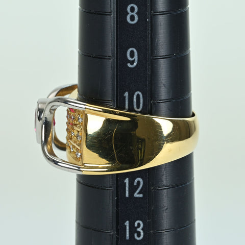 Pre-owned K18/PT900 RUBY RING, R0.55ct, D0.15ct, Certificate of Authenticity, 8.1g, #11 