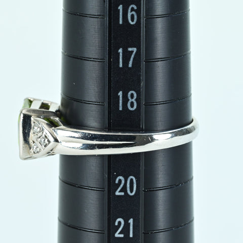 Pre-owned PT900 Peridot Ring, 2.40ct (P) x 0.06ct (D) with Certificate of Authenticity, 7.0g (P) #19 