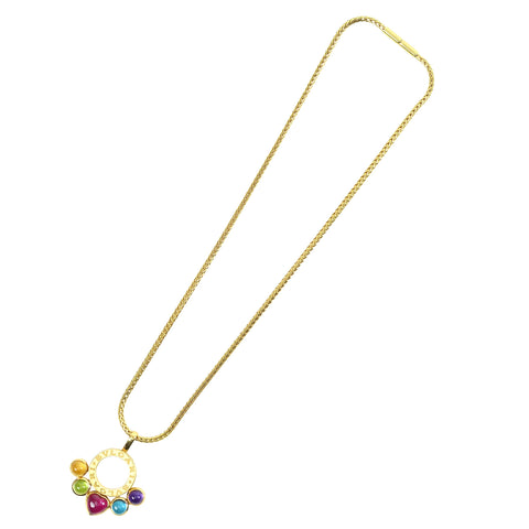 【中古】BVLGARI ブルガリ K18YG Necklace アレグラ マルチカラーストーン ペンダントネックレス 24.7g ONE PRICE