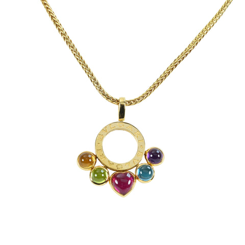 【中古】BVLGARI ブルガリ K18YG Necklace アレグラ マルチカラーストーン ペンダントネックレス 24.7g ONE PRICE