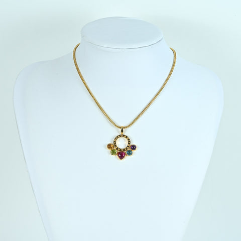 【中古】BVLGARI ブルガリ K18YG Necklace アレグラ マルチカラーストーン ペンダントネックレス 24.7g ONE PRICE