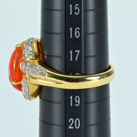 【中古】K18YG/WG MEXICO OPALメキシコオパールリング OP5.53ct D0.493ct 8.6g #18