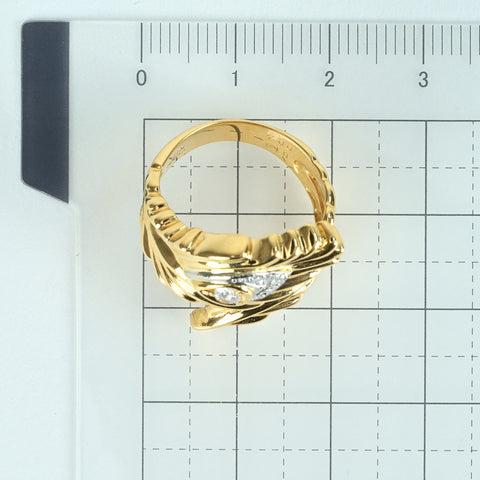 【中古】K18YG/PT900 DIAMOND RING ダイヤモンドリング 0.10ct D0.04ct 8.3g #12.5