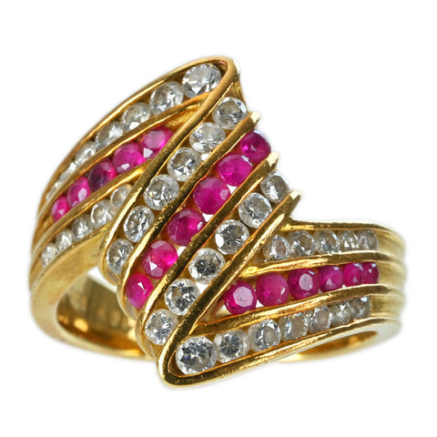 【中古】K18YG RUBY RING ルビー・ダイヤモンドリング R0.54ct D0.87ct 8.5g #11.5