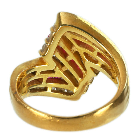 【中古】K18YG RUBY RING ルビー・ダイヤモンドリング R0.54ct D0.87ct 8.5g #11.5