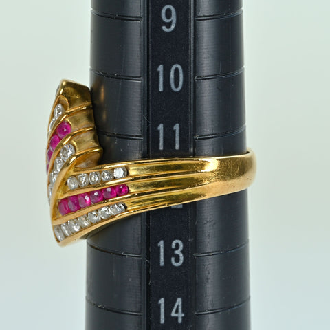 【中古】K18YG RUBY RING ルビー・ダイヤモンドリング R0.54ct D0.87ct 8.5g #11.5