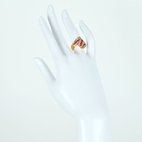 【中古】K18YG RUBY RING ルビー・ダイヤモンドリング R0.54ct D0.87ct 8.5g #11.5