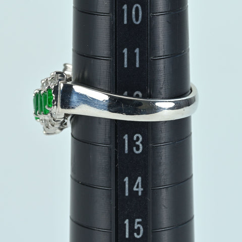 【中古】PT900 EMERALD RING エメラルドVラインリング E0.80ct D0.29ct 5.9g #12