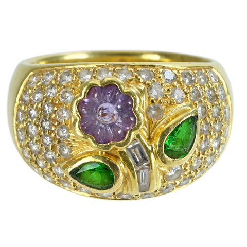 【中古】K18YG SAPPHIREサファイア・グリーンガーネットリング S0.78ct G0.45ct D1.16ct 10.7g #13