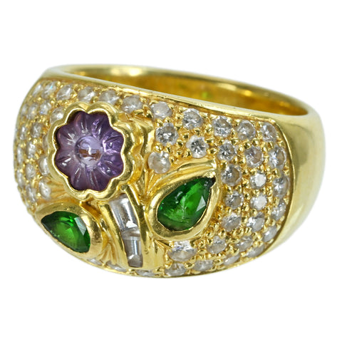 【中古】K18YG SAPPHIREサファイア・グリーンガーネットリング S0.78ct G0.45ct D1.16ct 10.7g #13