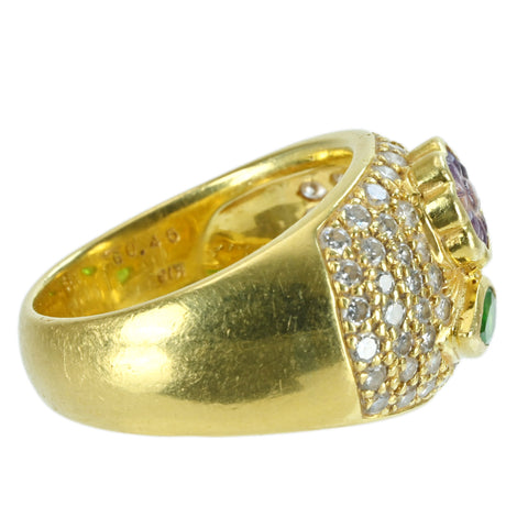 【中古】K18YG SAPPHIREサファイア・グリーンガーネットリング S0.78ct G0.45ct D1.16ct 10.7g #13