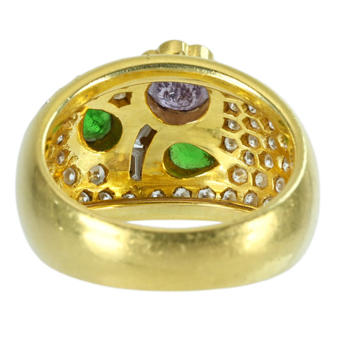 【中古】K18YG SAPPHIREサファイア・グリーンガーネットリング S0.78ct G0.45ct D1.16ct 10.7g #13