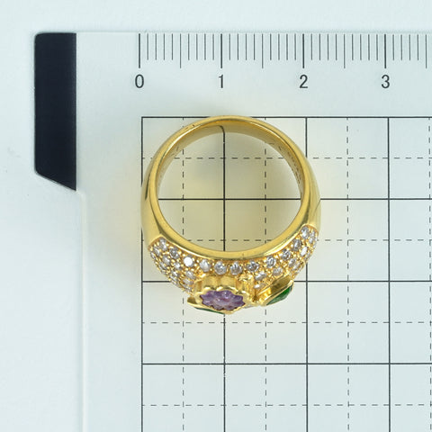 【中古】K18YG SAPPHIREサファイア・グリーンガーネットリング S0.78ct G0.45ct D1.16ct 10.7g #13