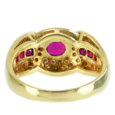 【中古】K18YG RUBY ルビーリング R0.95ct R0.50ct D0.52ct 6.6g #16.5