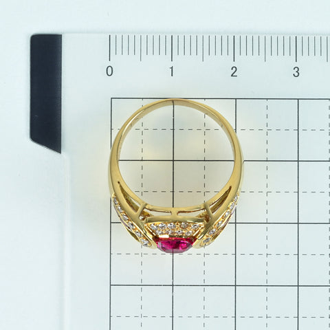 【中古】K18YG RUBY ルビーリング R0.95ct R0.50ct D0.52ct 6.6g #16.5