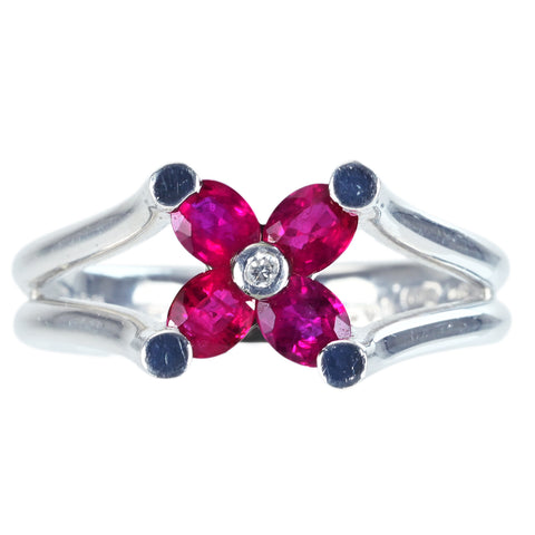 【中古】PT900 Myanmar RUBY RING ミャンマー（ビルマ）産ルビーリング R0.85ct D0.01ct 日宝協 鑑別書 7.8g #12