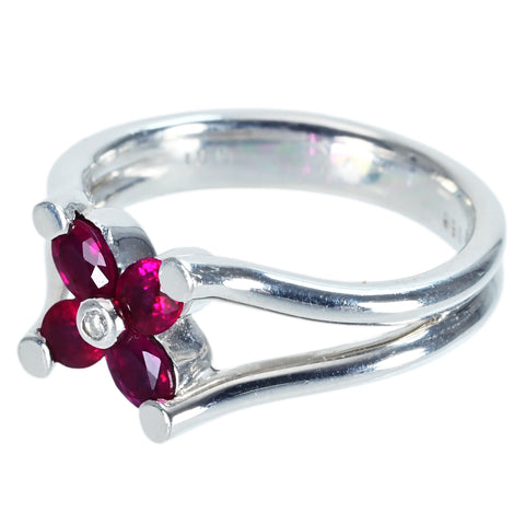 【中古】PT900 Myanmar RUBY RING ミャンマー（ビルマ）産ルビーリング R0.85ct D0.01ct 日宝協 鑑別書 7.8g #12