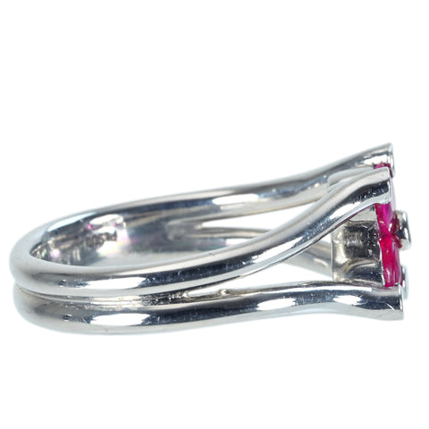 【中古】PT900 Myanmar RUBY RING ミャンマー（ビルマ）産ルビーリング R0.85ct D0.01ct 日宝協 鑑別書 7.8g #12