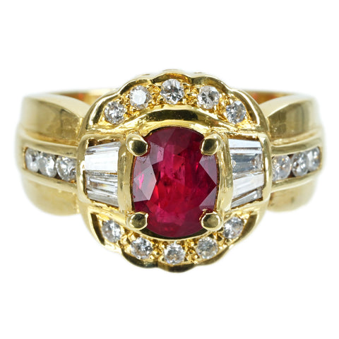 【中古】K18YG RUBY RING ルビーリング R1.18ct D0.52ct CGLソーティング 6.6g #10